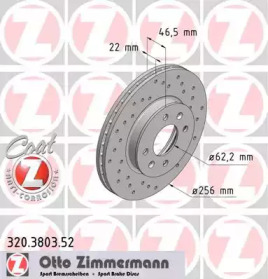 Тормозной диск 320.3803.52 ZIMMERMANN - фото №1