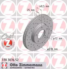 Тормозной диск 370.3076.52 ZIMMERMANN - фото №1