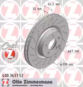 Тормозной диск 400.3637.52 ZIMMERMANN - фото №1