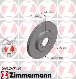 Тормозной диск 540.2491.20 ZIMMERMANN - фото №1