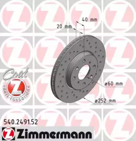 Тормозной диск 540.2491.52 ZIMMERMANN - фото №1