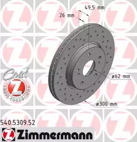 Тормозной диск 540.5309.52 ZIMMERMANN - фото №1
