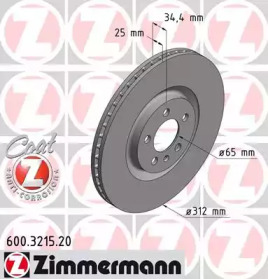 Тормозной диск 600.3215.20 ZIMMERMANN - фото №1