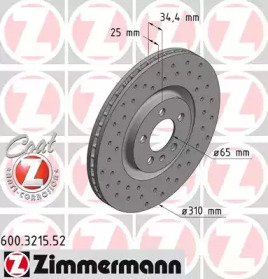 Тормозной диск 600.3215.52 ZIMMERMANN - фото №1