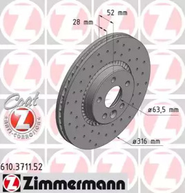 Тормозной диск 610.3711.52 ZIMMERMANN - фото №1